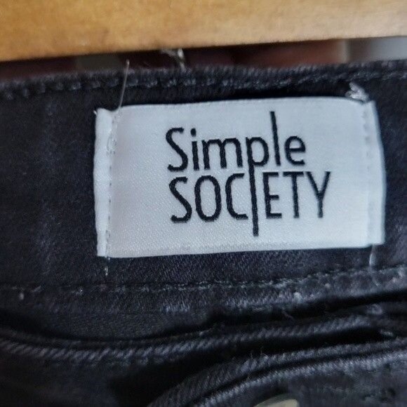 Simple Society Skinny Jeans Emo Goth Skater Punk Distressed Holes Black sz 5/27 - Picture 6 of 7